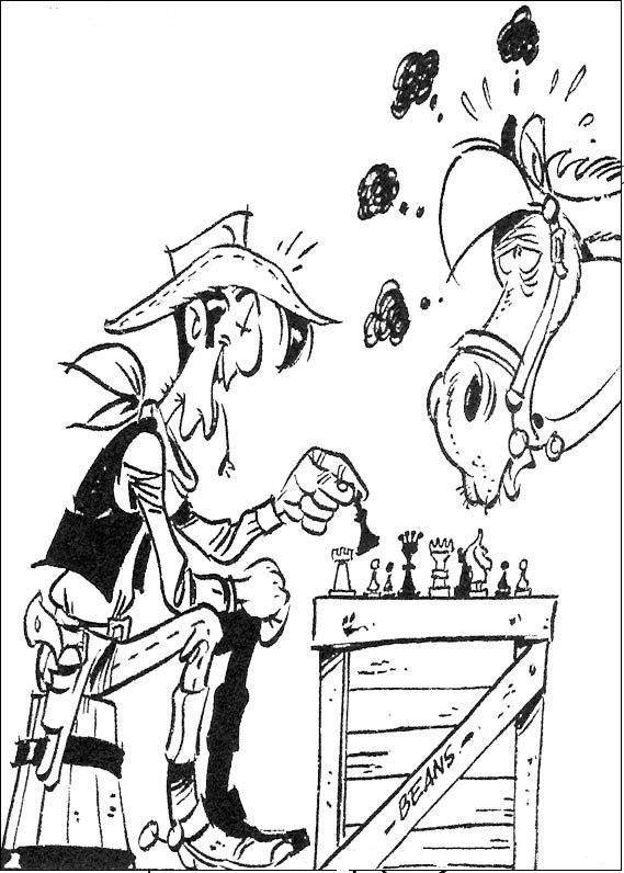 coloriage lucky luke joue aux echecs